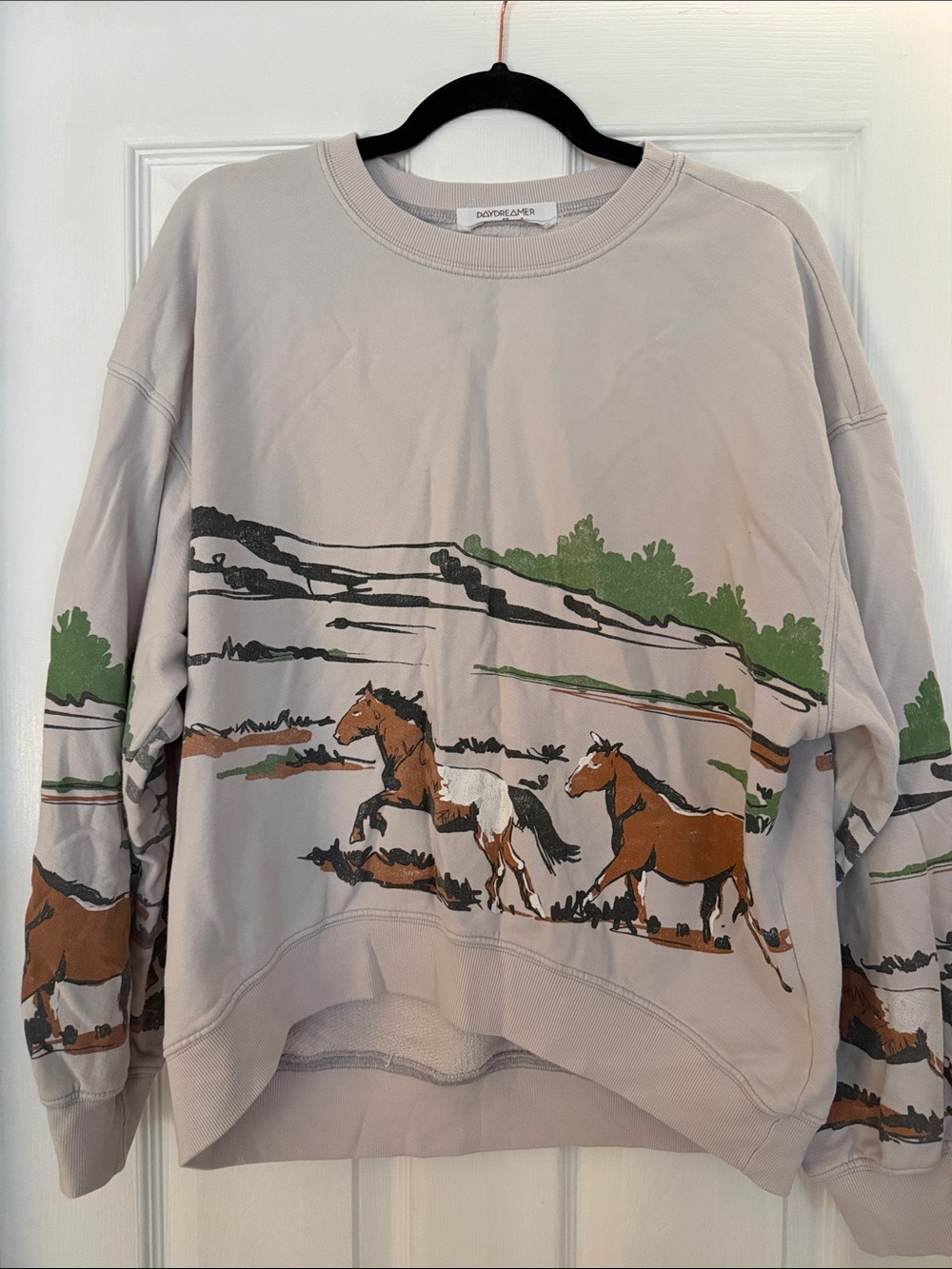 Daydreamer Horse Graphic Crewneck sweatshirt - Beige